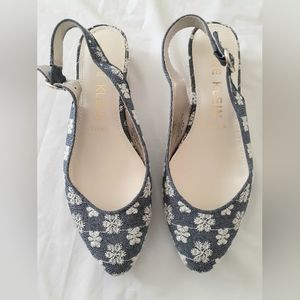 Women's shoes canvas wedge with backstrap